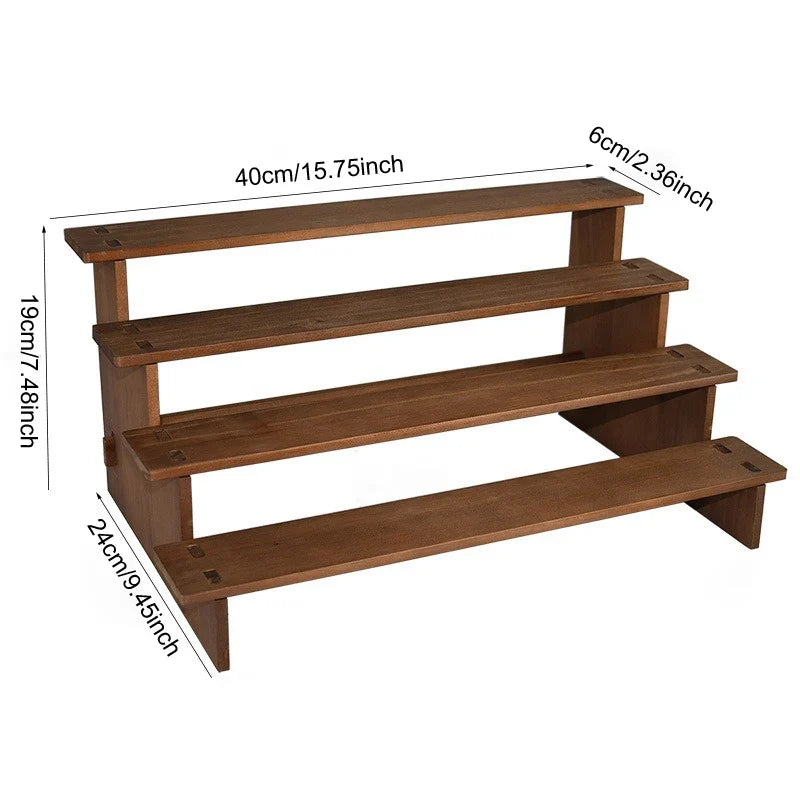 Wooden Multi-Tier Jewelry & Figurine Display Stand | 2–5 Layers