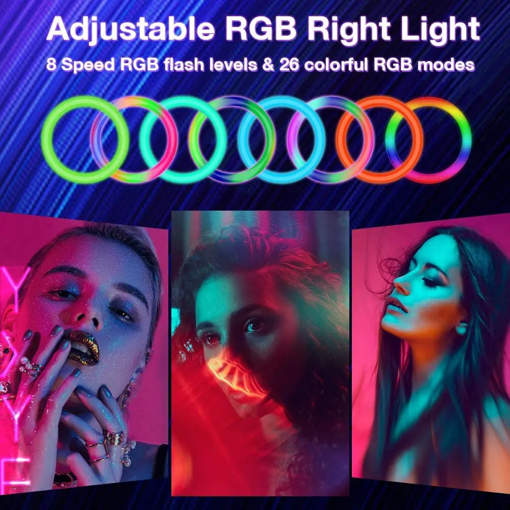 VeFly 10" RGB Ring Light with Remote & Tripod | YouTube & Photo