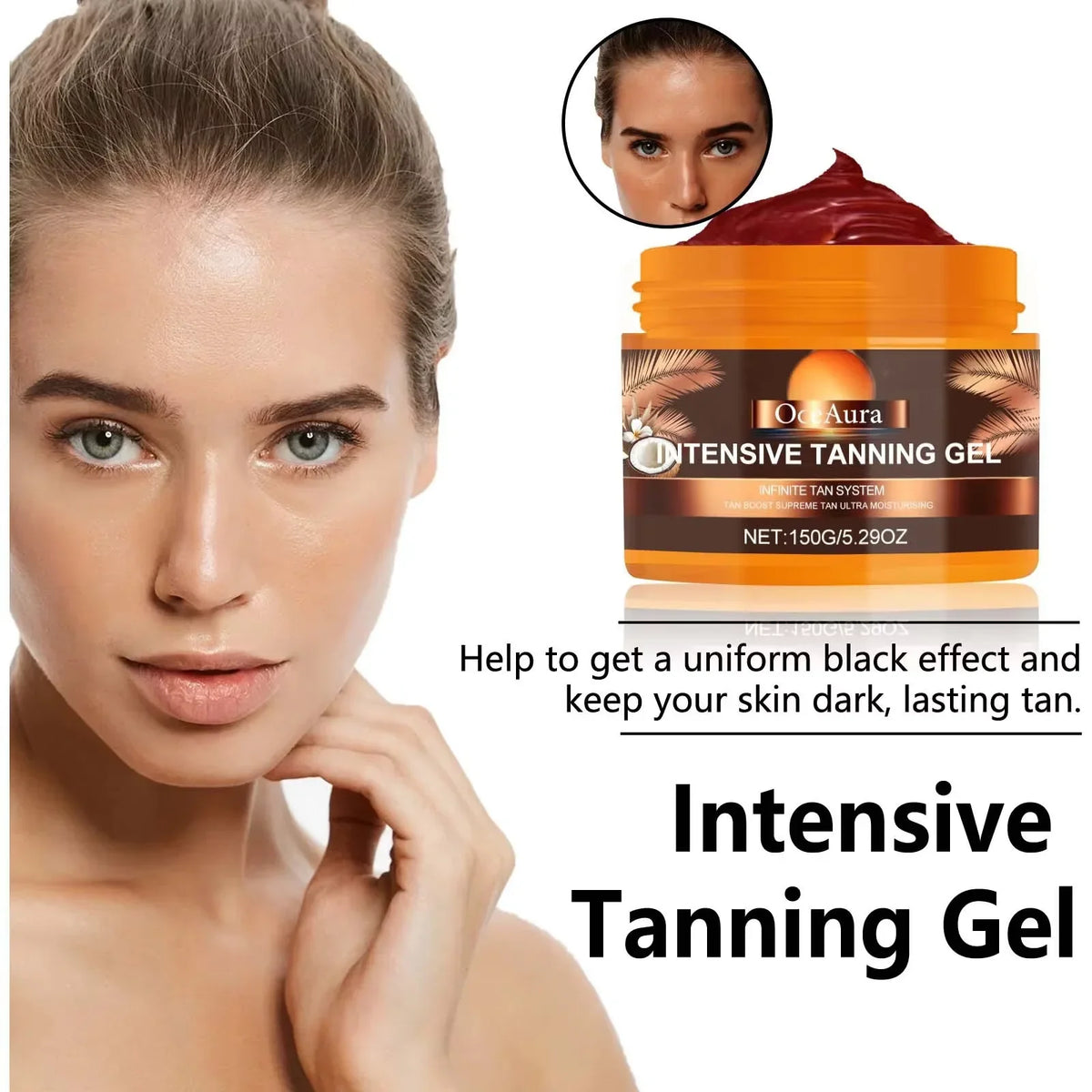 OceAura Intensive Tanning Gel – Self Tanner & Bronzer
