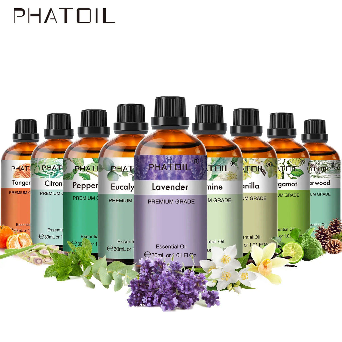 PHATOIL Pure Essential Oils 30ml | Aromatherapy Diffuser Set