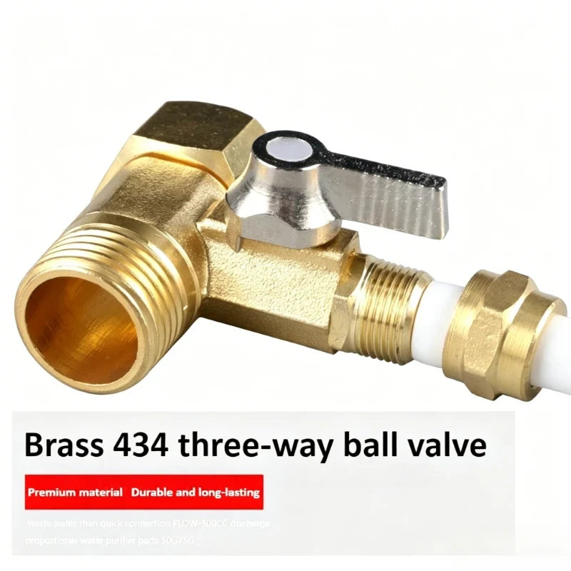 Brass Ball Valve 1/2" to 3/8" Faucet Connector Water Adapter