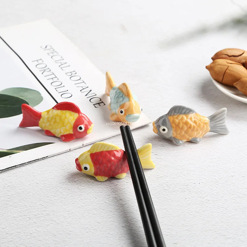 Cute Fish Ceramic Chopstick Rest | Utensil Holder & Table Decor