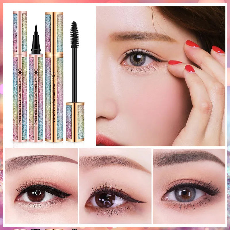 QIC 5D Fiber Mascara & Liquid Eyeliner Set – Waterproof
