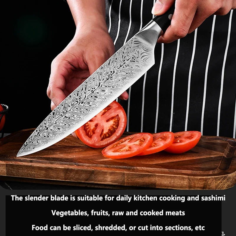 8-Inch Chef's Knife – Laser-Pattern Stainless Steel Blade