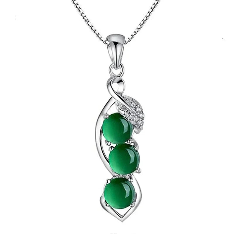 Huitan Green CZ Pendant Necklace – Women's Wedding Jewelry