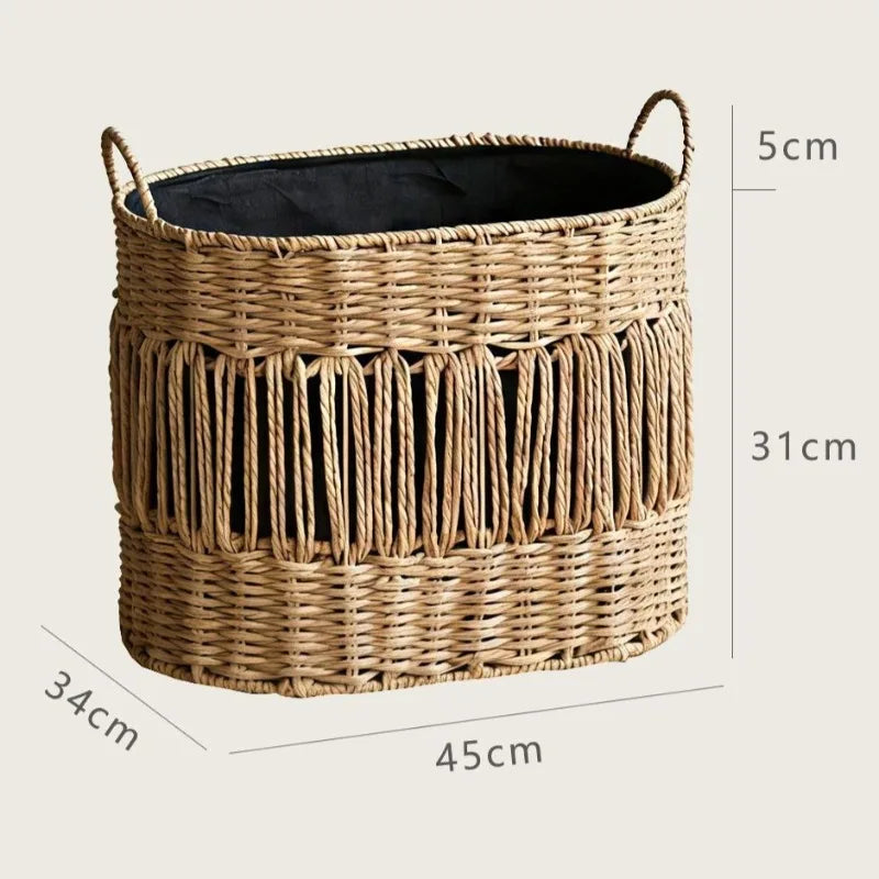 Retro Handwoven Storage Basket – Laundry & Home Organizer