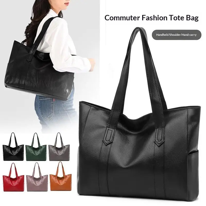 Women's Large Capacity PU Leather Tote Shoulder Crossbody Bag