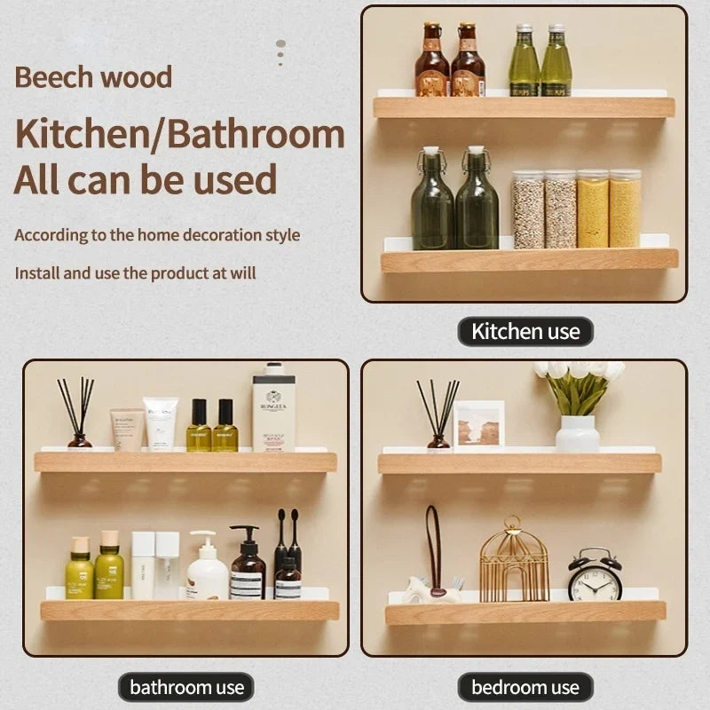 Wall Mounted Solid Wood Spice Rack | Kitchen Seasoning Organizer