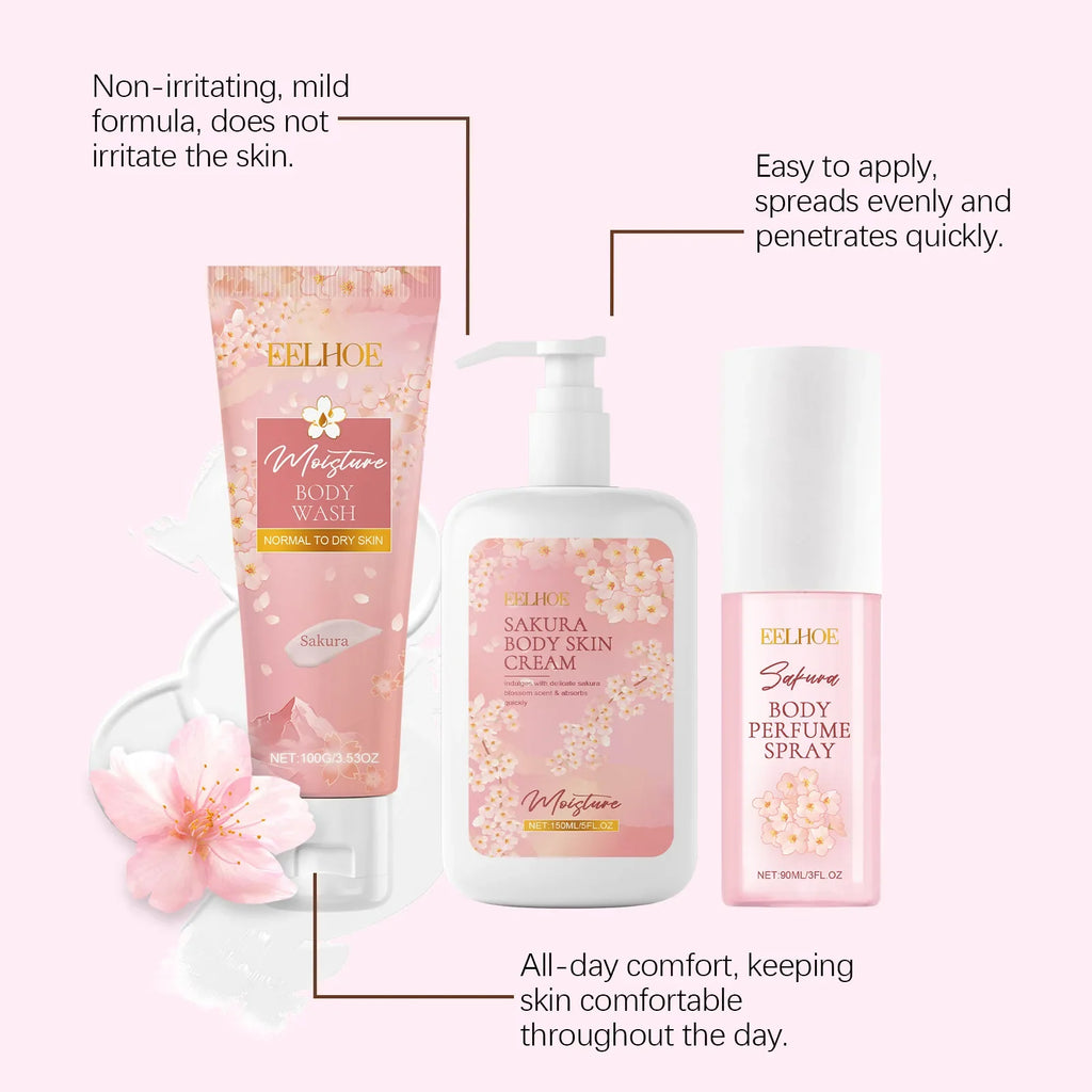 EELHOE Sakura Body Care Set – Shower Gel, Lotion & Body Spray