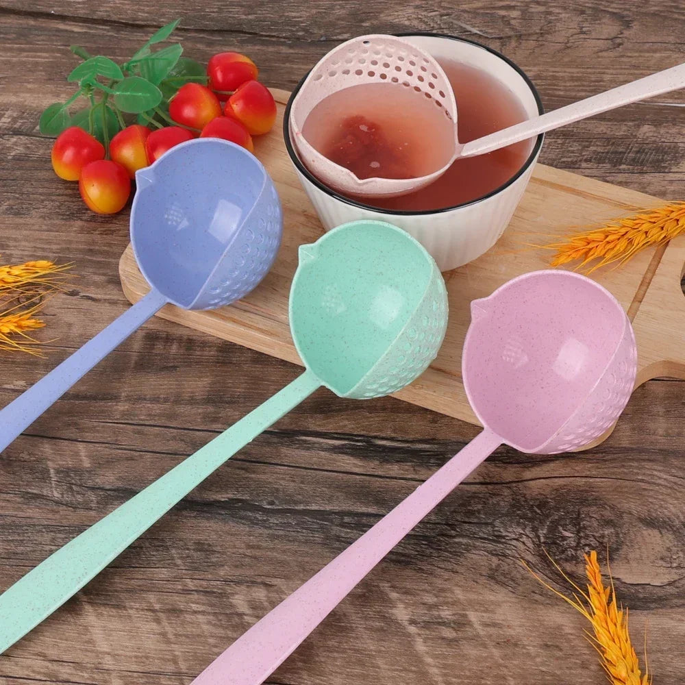 2-in-1 Long Handle Strainer Soup Spoon | Wheat Straw Kitchen