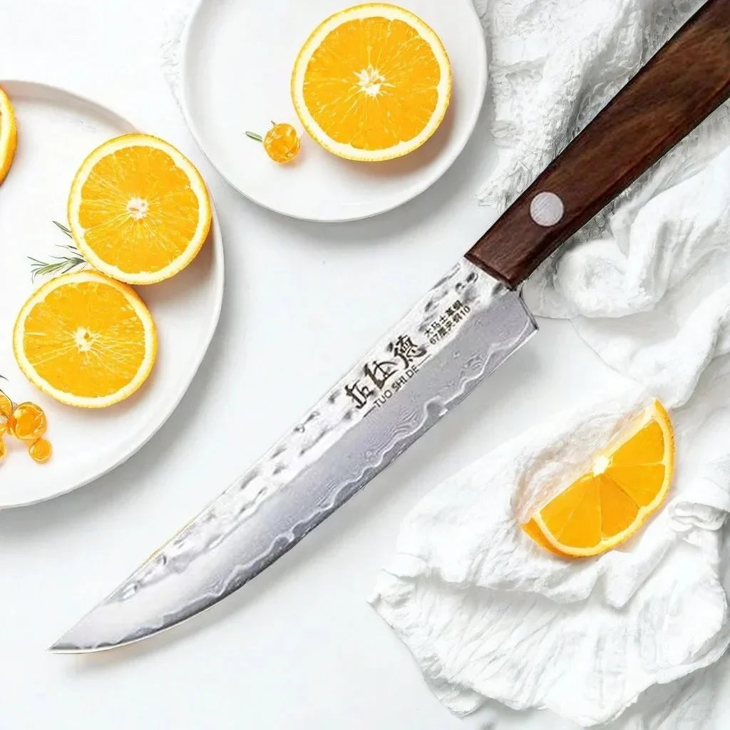 67-Ply Damascus Steel Fruit Knife – Solid Wood Handle