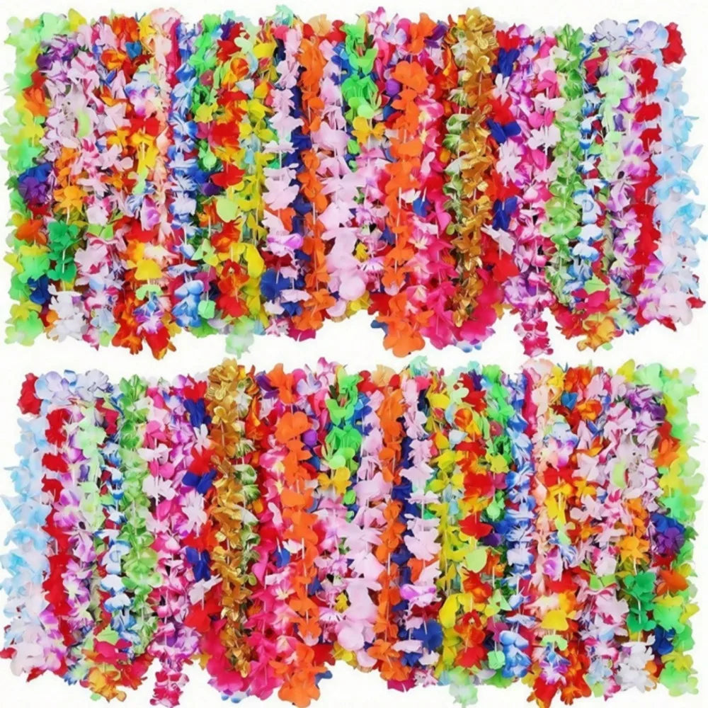 10-Pack Hawaiian Lei Flower Garlands – Luau Party Necklaces