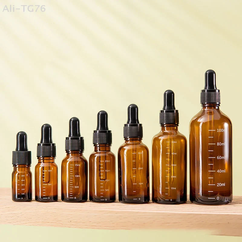 Amber Glass Dropper Bottles 5ml–100ml | Refillable & Travel