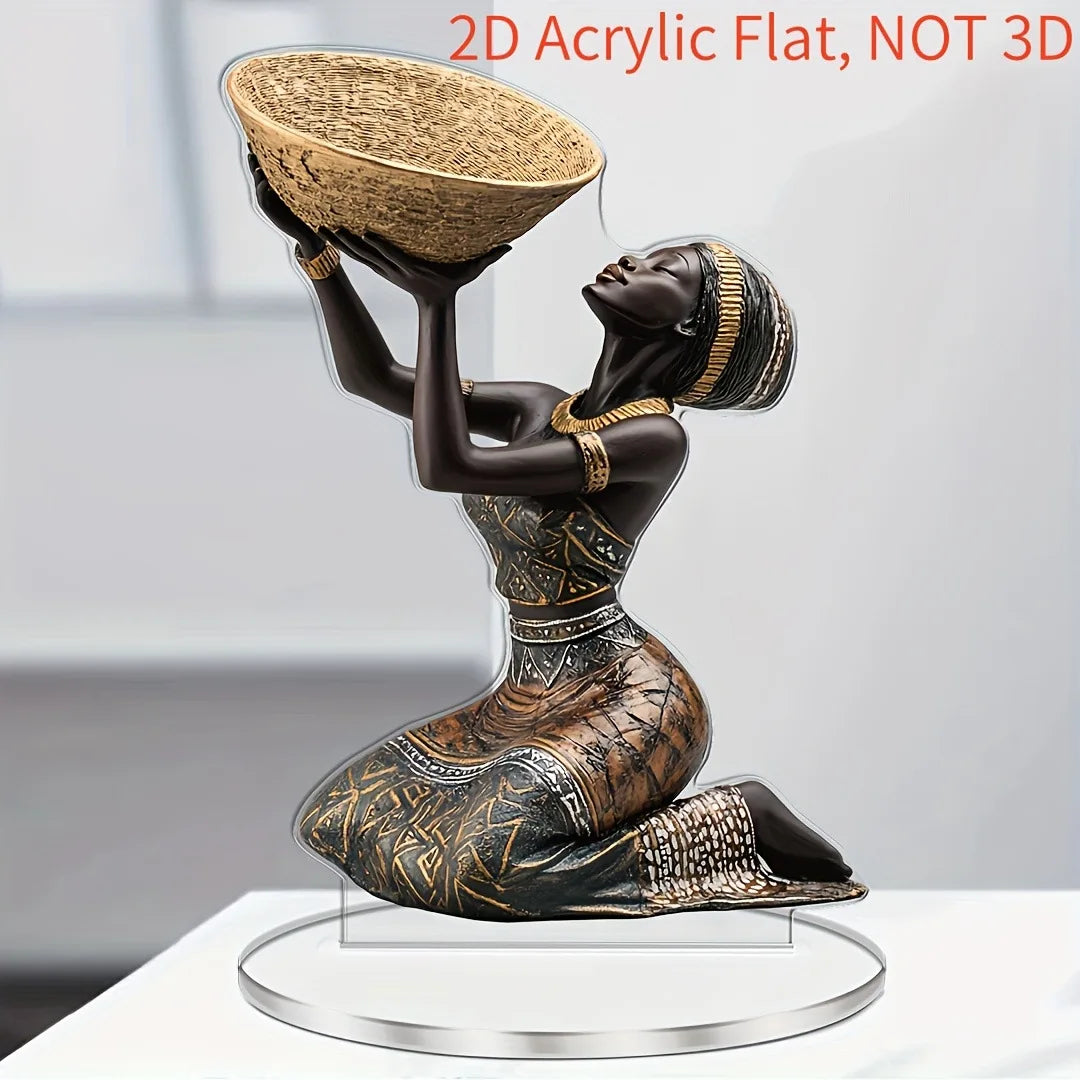 African Woman Figurine Acrylic Ornament | Ethnic Home Decor