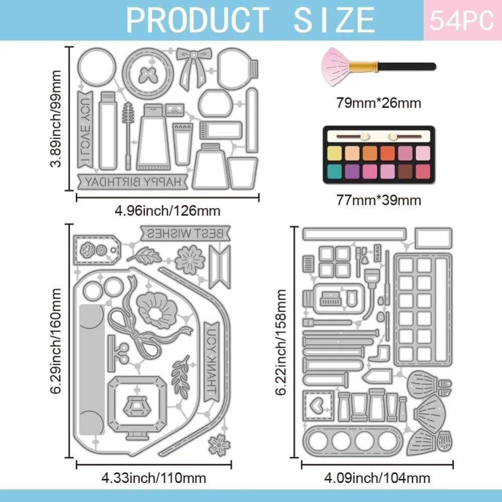 54 Pc Cosmetic Flower Bag Cutting Dies – DIY Scrapbooking Set