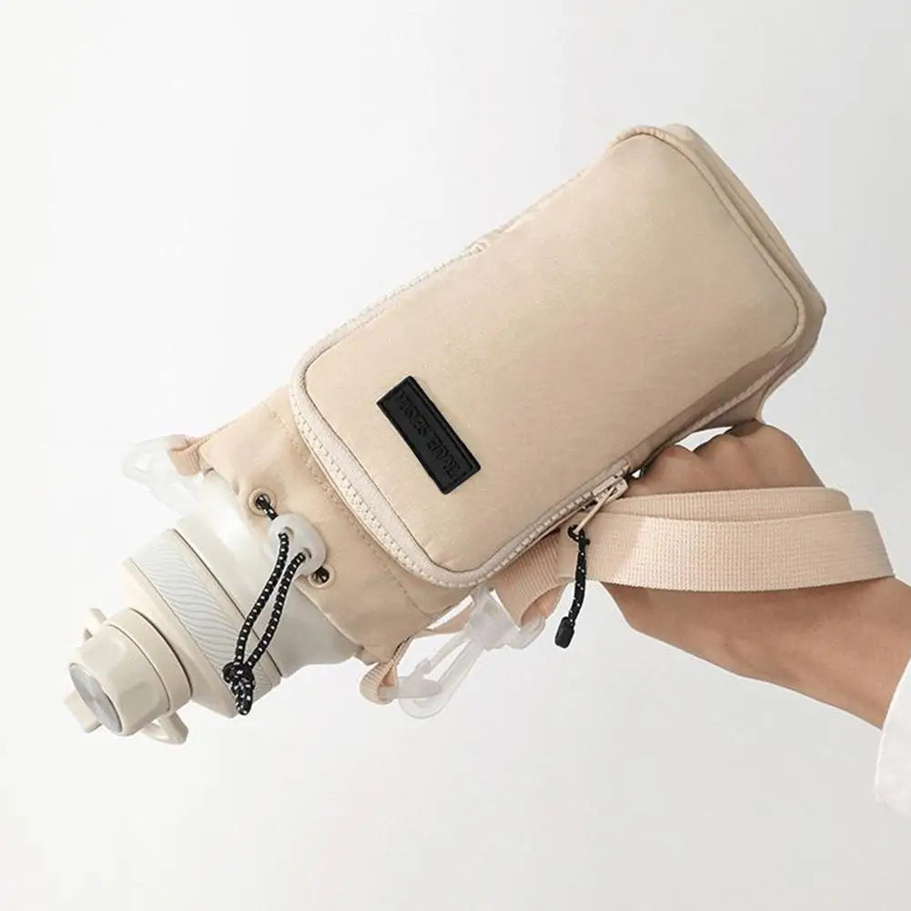 Insulated Water Bottle Sling Bag with Phone Pocket & Strap