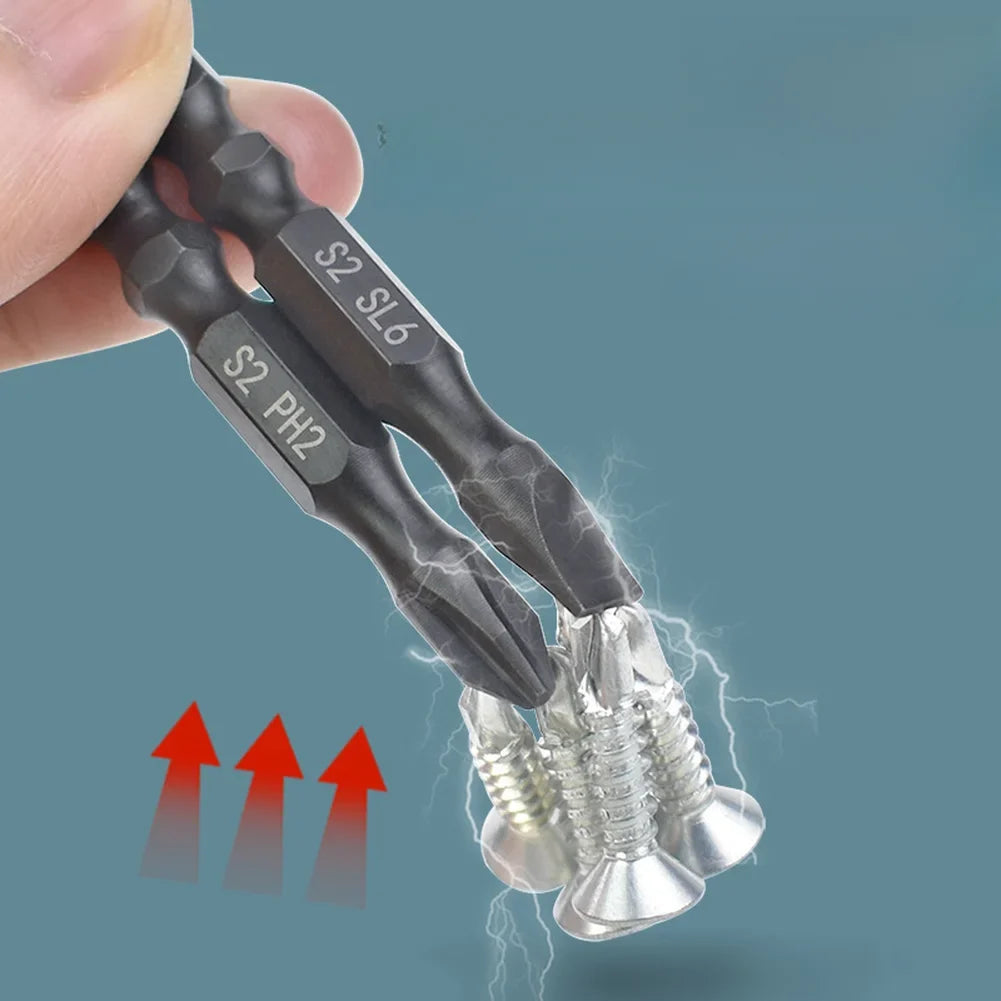 10-Pack 50mm Magnetic Screwdriver Bits – Alloy Steel 1/4" Hex