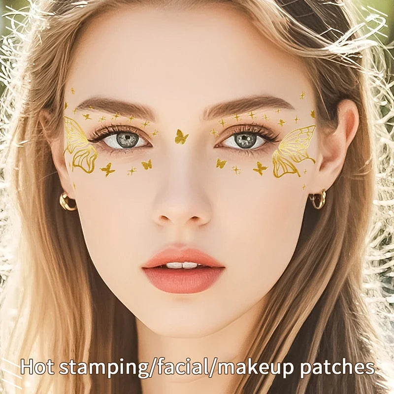 Butterfly Gold Glitter Temporary Tattoo Stickers | Face & Body