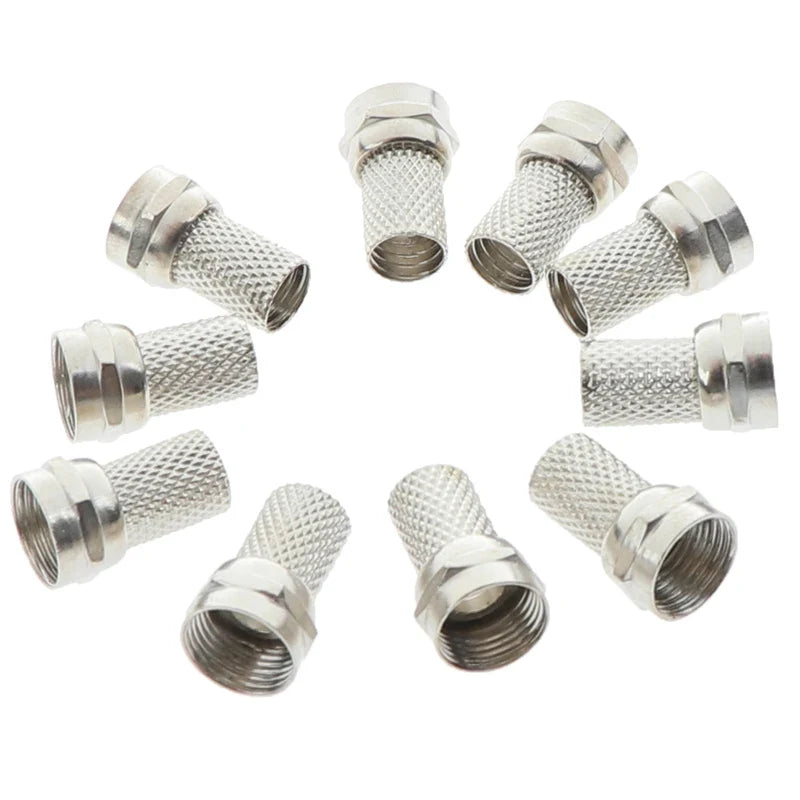 10-Pack Screw-On F Connectors for RG6 Coaxial Cable | Satellite TV