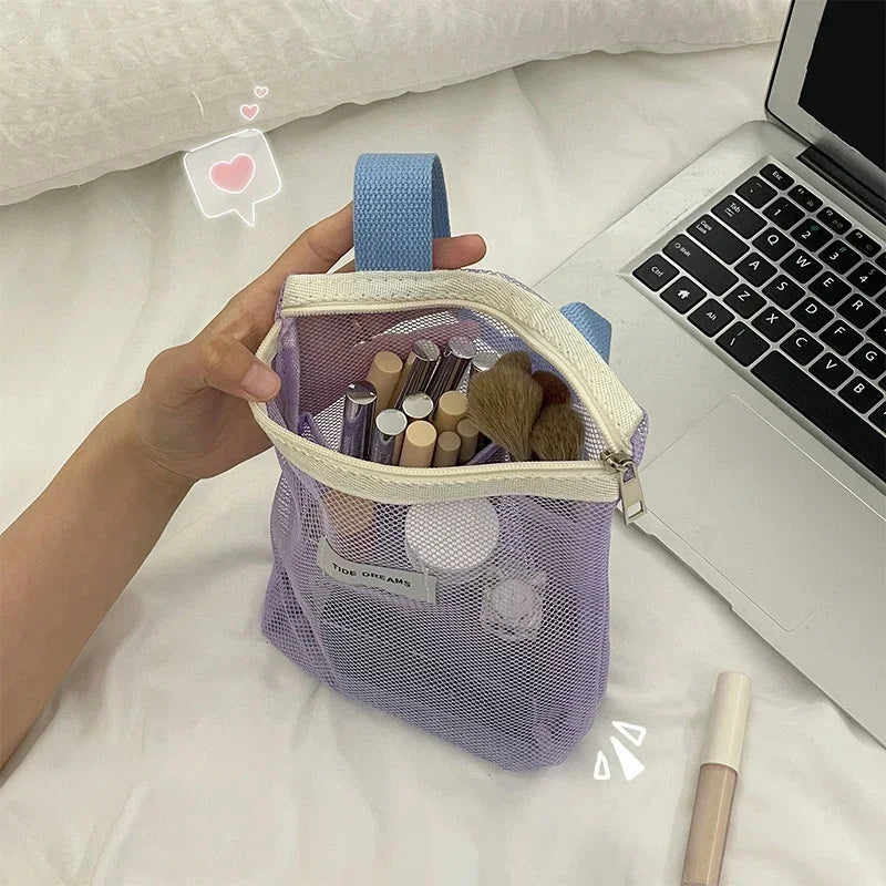 Portable Mesh Cosmetic Bag | Travel Toiletry & Makeup Organizer