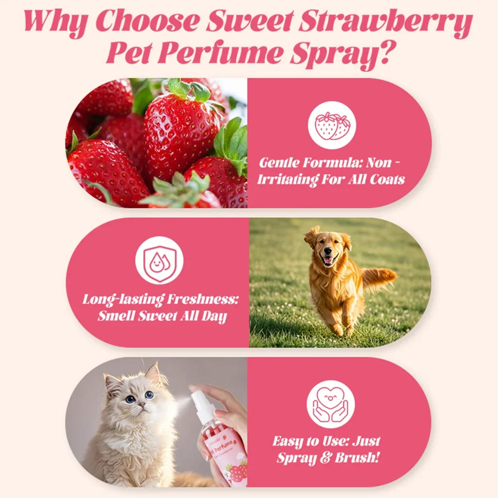 Pet Perfume Spray Sweet Strawberry Scent Long Lasting Fragrance
