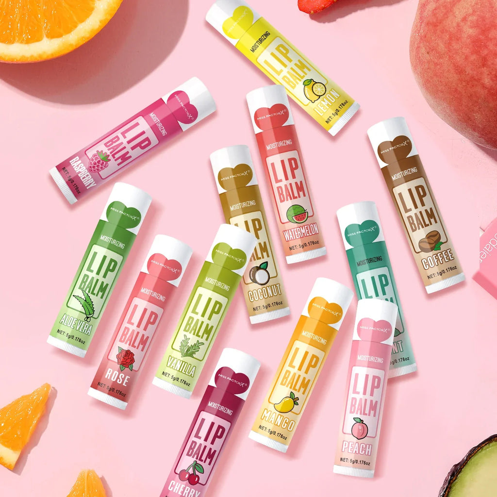 24-Piece Flower & Fruit Lip Balm Set – 12 Natural Scents