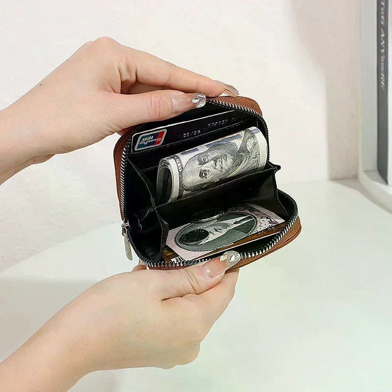 Mini Ruched Coin Purse – Compact PU Zipper Wallet