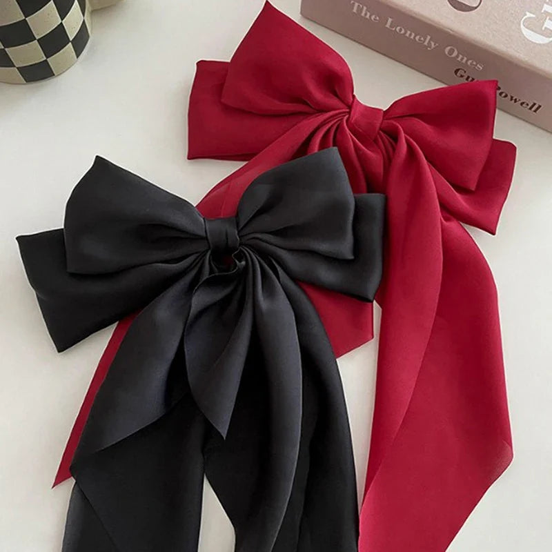 Satin Bow Hair Clip – Elegant Ribbon Barrette for Women