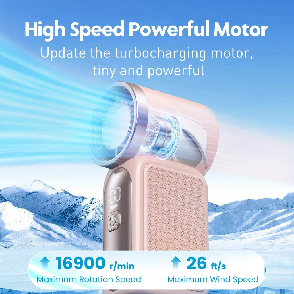 USB Rechargeable Handheld Mini Fan – 6-Speed Digital Display