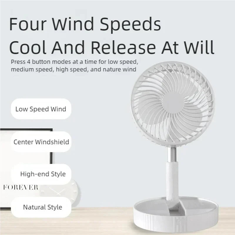 Mini Foldable Bladeless Rechargeable Fan – Adjustable Height