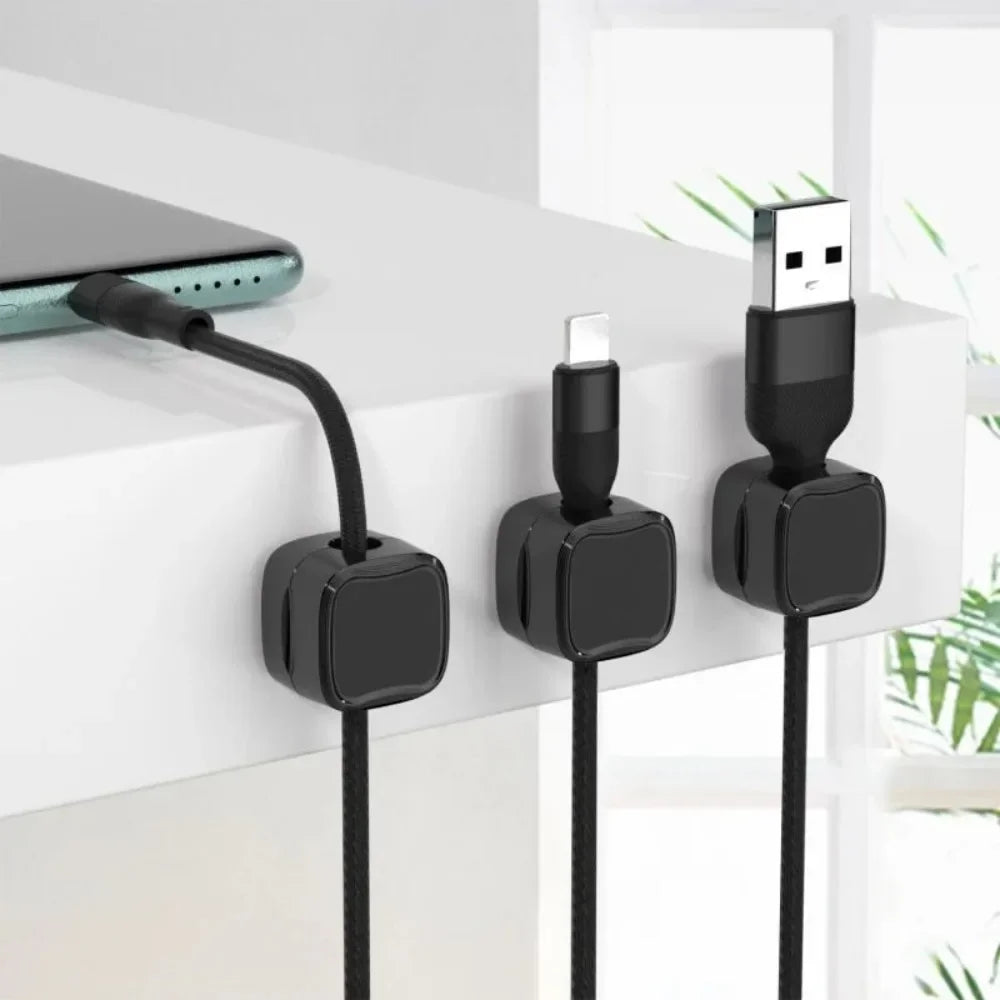 Magnetic Cable Organizer Clips – Adhesive Cord Clamp 6-Pack