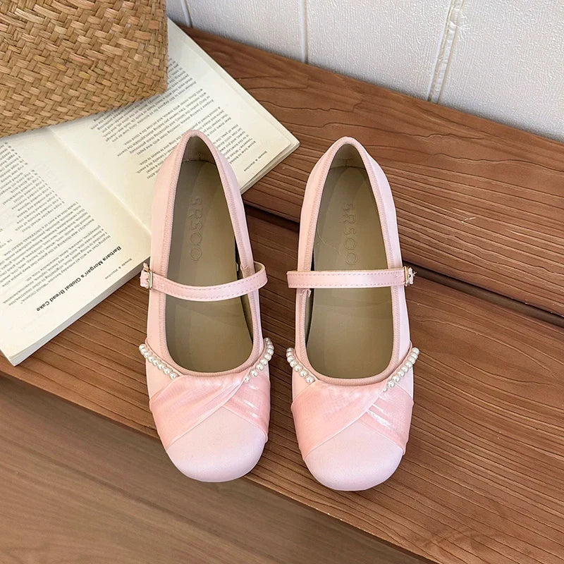 Satin Mary Jane Flats – Women's Elegant Party Dress Shoes