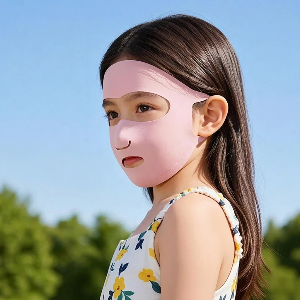 Kids UPF50+ Ice Silk Sun Protection Full Face Mask | Breathable