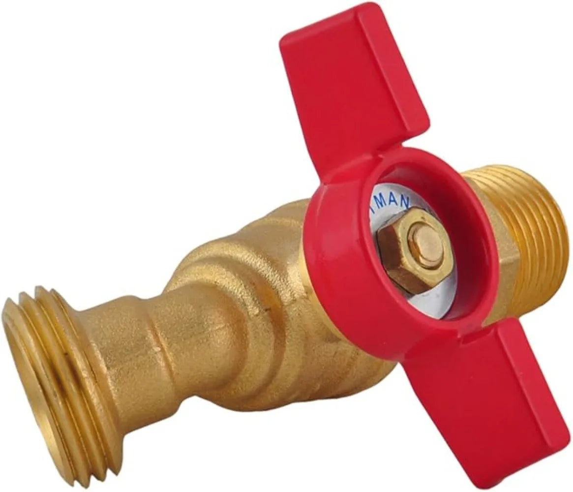 Brass Ball Valve Bulkhead Fitting 1/2" Female 3/4" Male Spigot