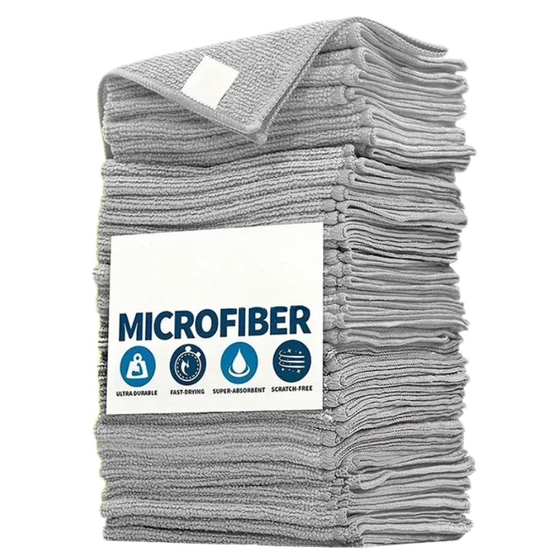 Microfiber Cleaning Rags – Absorbent Lint-Free Cloths Bulk Pack