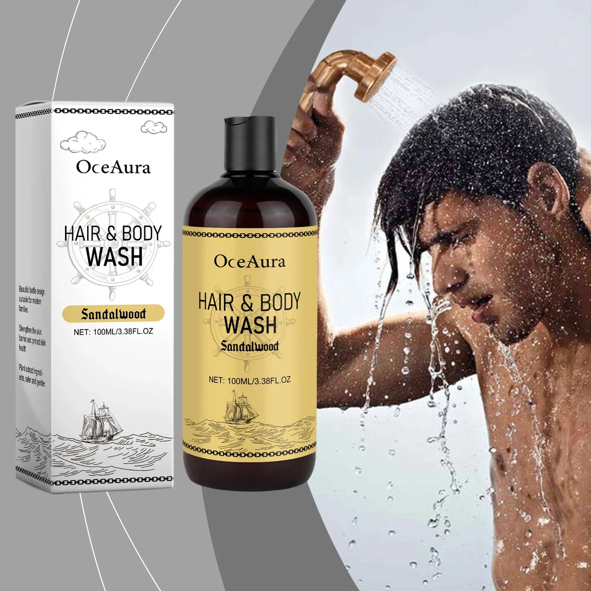 OceAura 2-in-1 Men's Shampoo & Body Wash – Moisturizing Cleanser