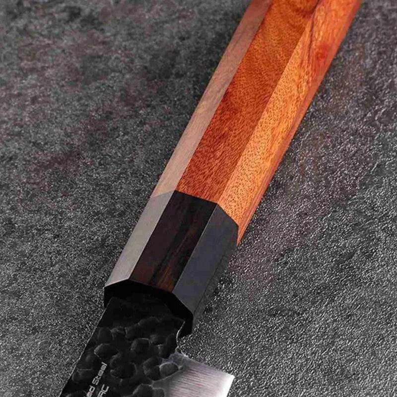Octagonal Red Wood Kitchen Knife Handle – 135mm Replacement