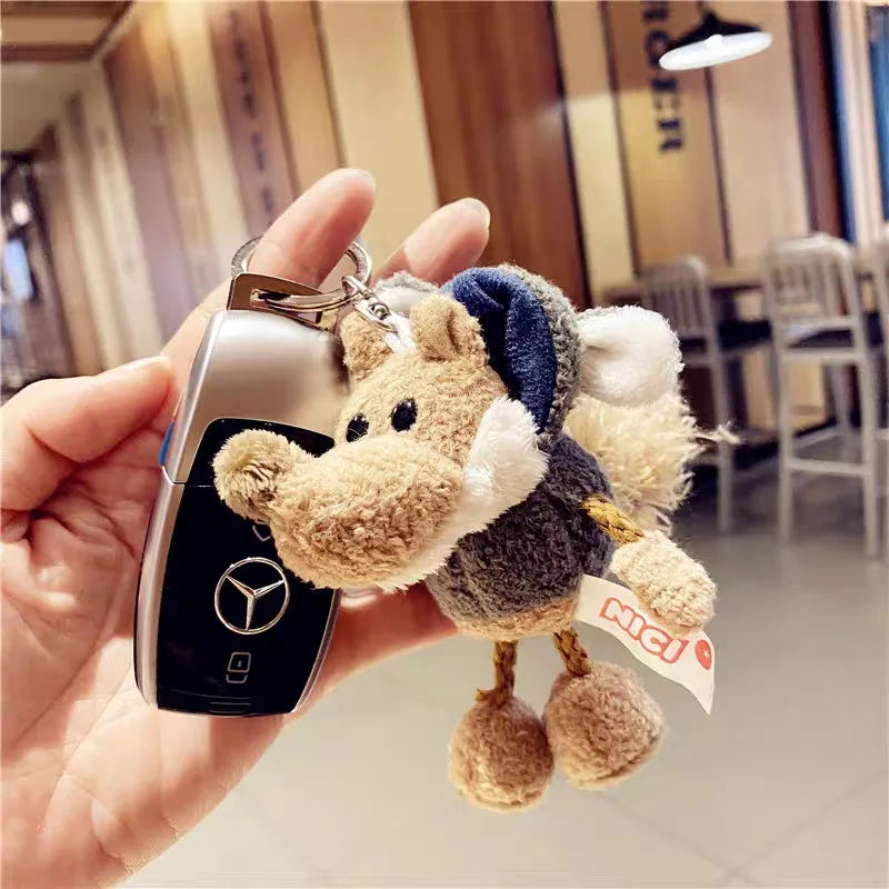 Wolf Plush Keychain Backpack Charm | Cute Stuffed Animal Gift