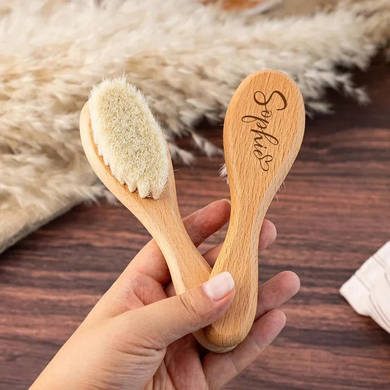 Personalized Engraved Wooden Baby Hairbrush | Keepsake Gift