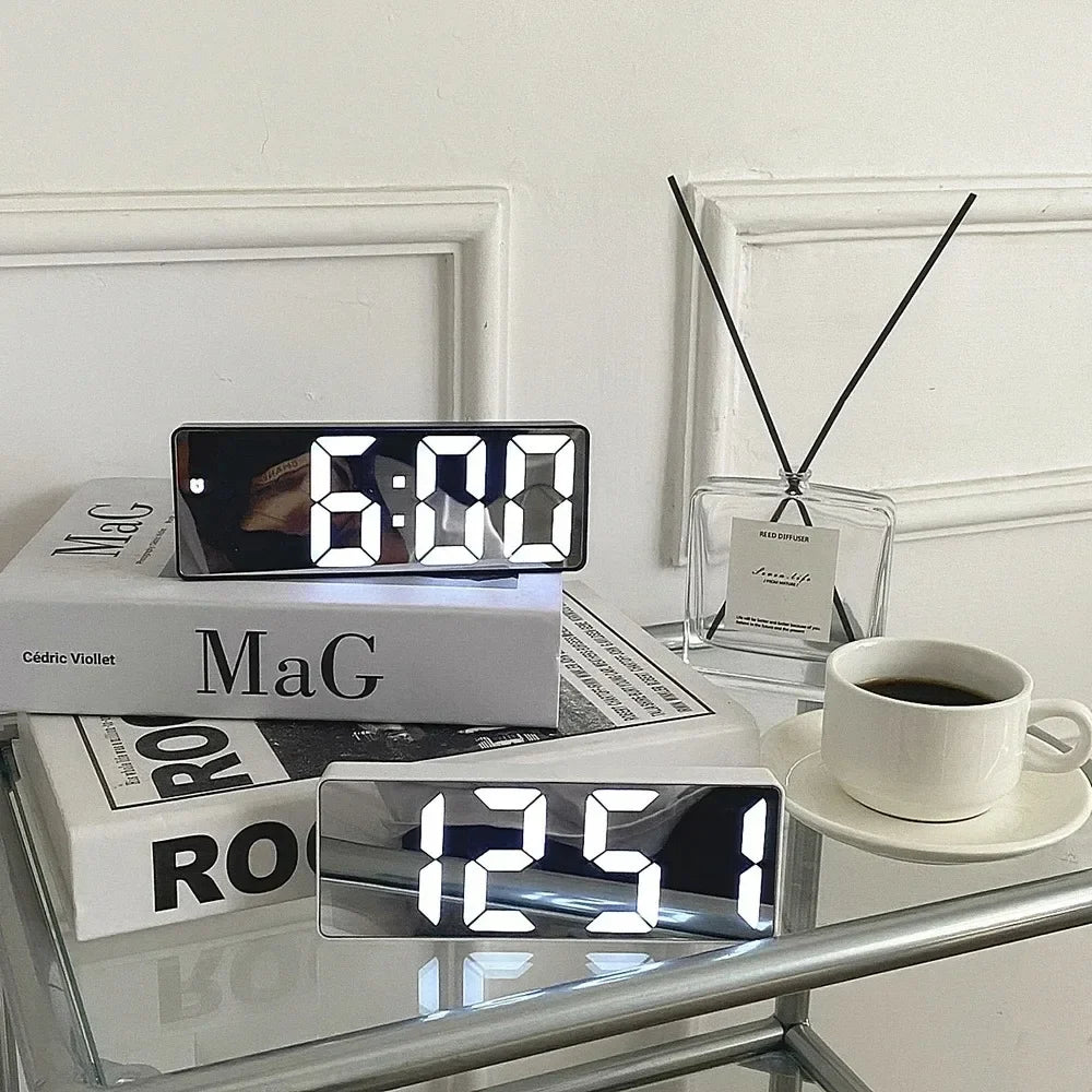 Large LED Digital Alarm Clock | Mirror Display & Snooze