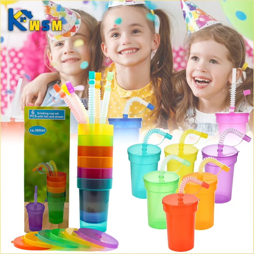 Colorful BPA-Free Straw Cups with Leak-Proof Lids | Kids & Party