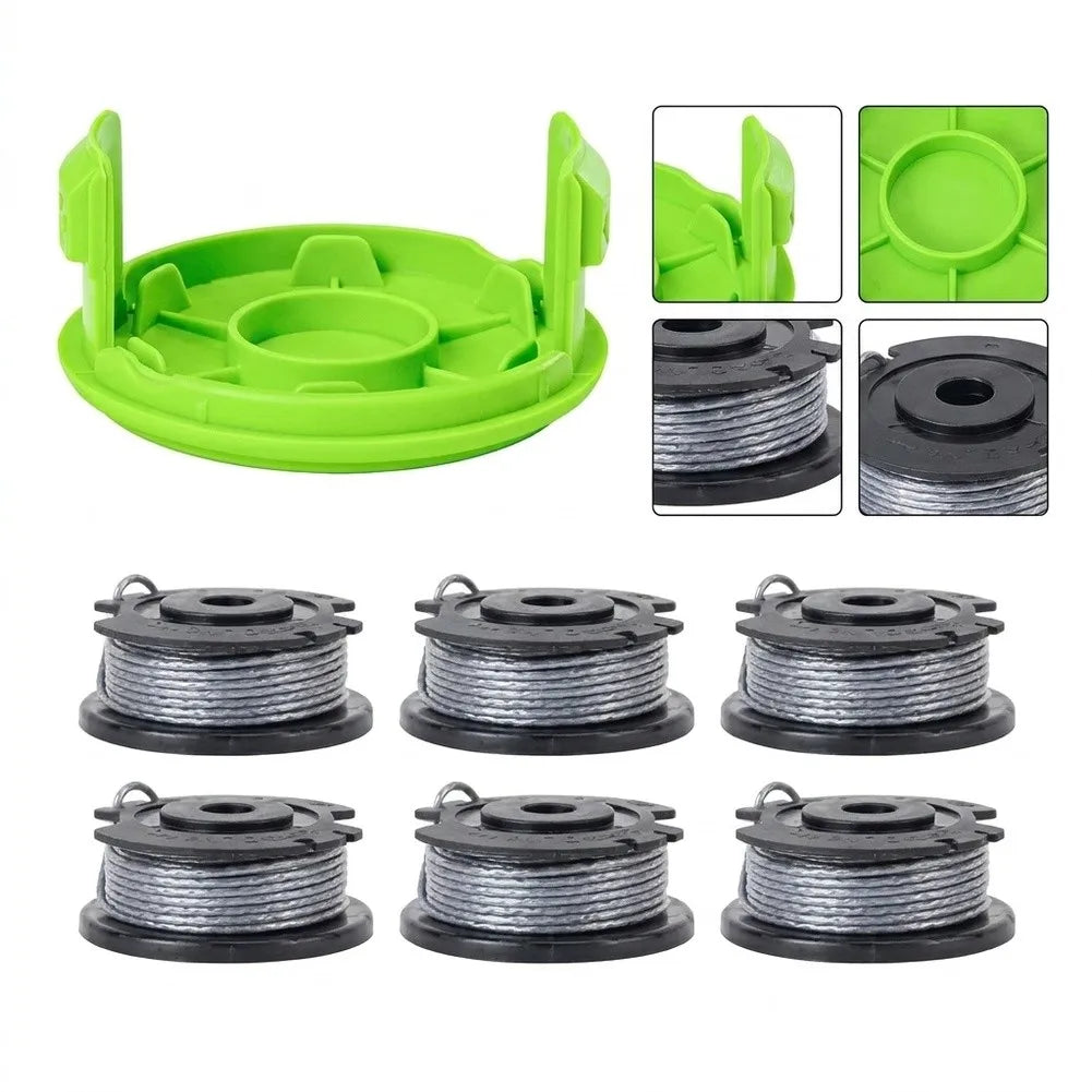 6-Pack Replacement Trimmer String Spools with Auto-Feed Cover