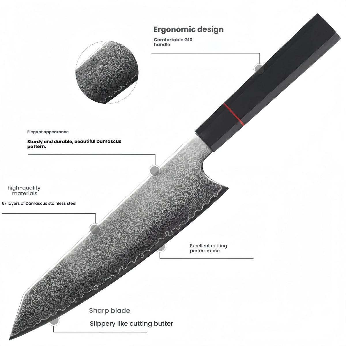 8" Japanese Damascus Chef Knife – 67-Layer VG10 Steel