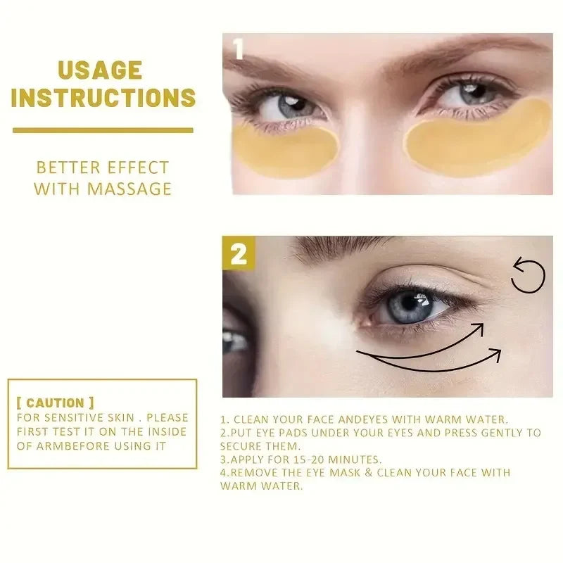 24K Gold Collagen Eye Mask – Firm, Brighten & Hydrate (60 pcs)