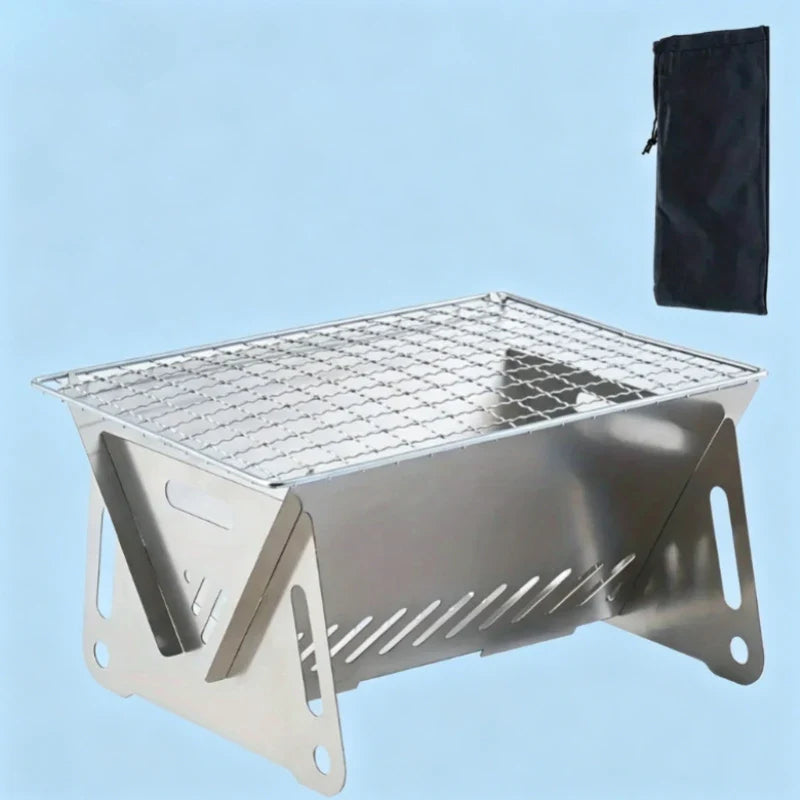 Portable Folding Stainless Steel Charcoal Grill for Camping