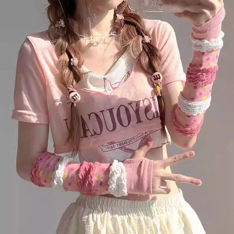 Lolita Girls Dopamine Sunscreen Sleeves Spring Autumn Arm Hand
