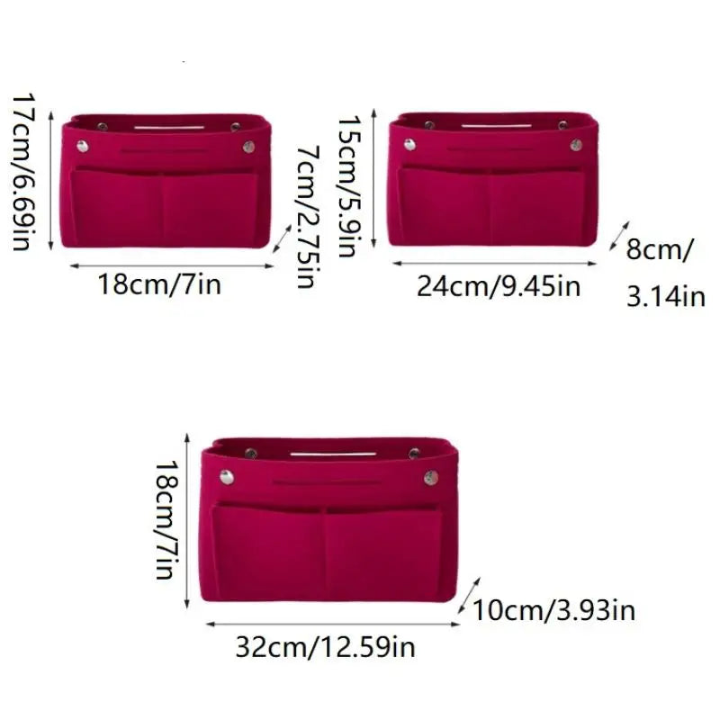 Felt Insert Bag Organizer | Multi-Pocket Travel Cosmetic Tote