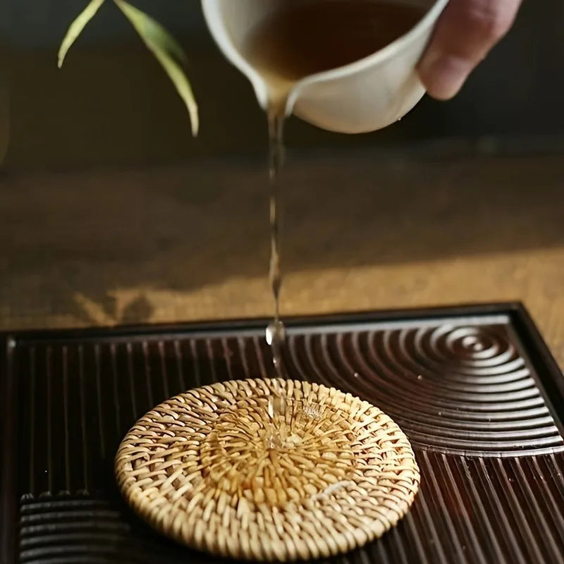 1 Handcrafted Rattan Coaster Autumn Vine Design Heat-resistant Pot