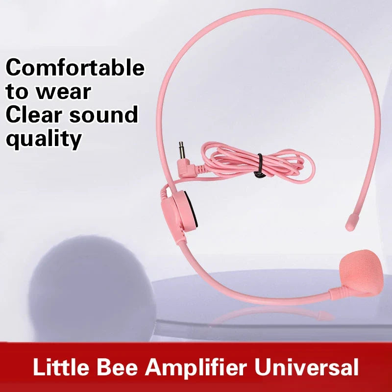 3.5mm Headworn Wired Microphone Headset – Pink, Clear Sound