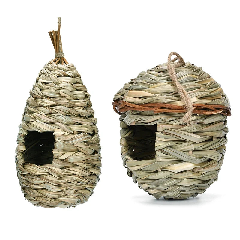 Handwoven Straw Bird Nest – Hanging Parrot Birdhouse Shelter